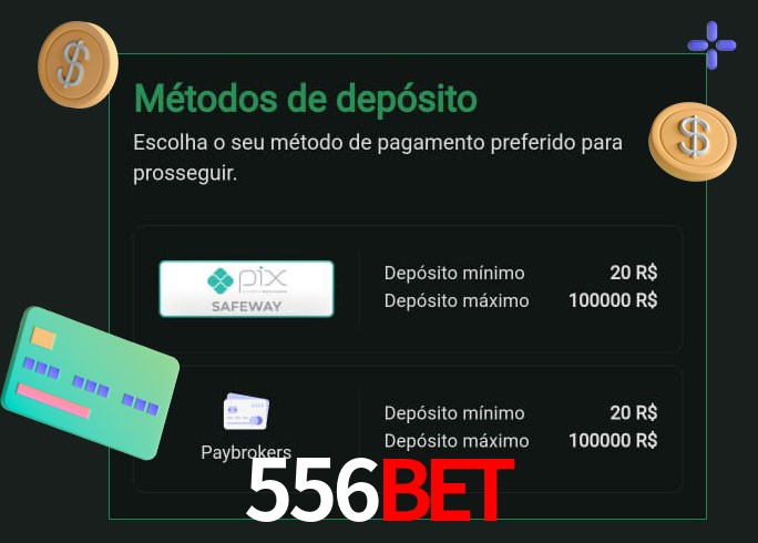 O cassino 556Bet oferece uma grande variedade de métodos de pagamento
